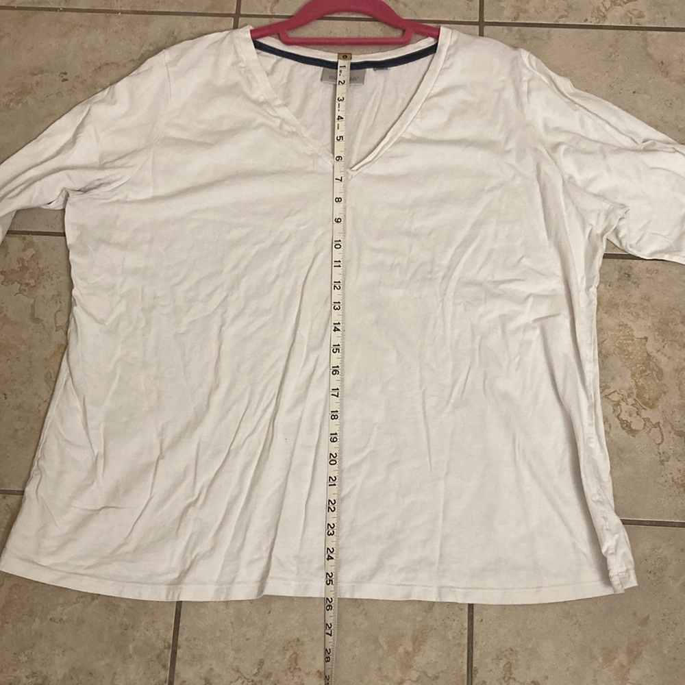 Avenue 3/4 Sleeve White T-Shirt Top - Picture 8 of 8
